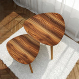 Triangle 60s Retro Tripod Nesting Table Set Teak Print - One Size - retro nesting tables