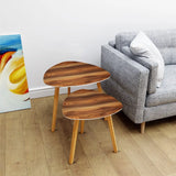 Triangle 60s Retro Tripod Nesting Table Set Teak Print - One Size - retro nesting tables