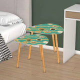Triangle 60s Retro Tripod Nesting Table Set Turquoise Pattern - One Size - retro nesting tables