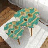 Triangle 60s Retro Tripod Nesting Table Set Turquoise Pattern - One Size - retro nesting tables