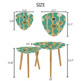 Triangle 60s Retro Tripod Nesting Table Set Turquoise Pattern - One Size - retro nesting tables