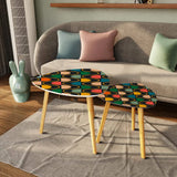 Triangle 60s Retro Tripod Nesting Table Set Wavy Multicolor - One Size - retro nesting tables