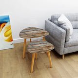 Triangle 60s Retro Tripod Nesting Table Set Weathered Wood Print - One Size - retro nesting tables