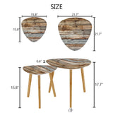 Triangle 60s Retro Tripod Nesting Table Set Weathered Wood Print - One Size - retro nesting tables