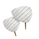Triangle 60s Retro Tripod Nesting Table Set White Wood Grain - One Size - retro nesting tables