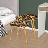 Triangle 60s Retro Tripod Nesting Table Set Wood Pattern - One Size - retro nesting tables