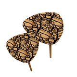Triangle 60s Retro Tripod Nesting Table Set Wood Pattern - One Size - retro nesting tables