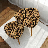 Triangle 60s Retro Tripod Nesting Table Set Wood Pattern - One Size - retro nesting tables