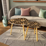 Triangle 60s Retro Tripod Nesting Table Set Wood Pattern - One Size - retro nesting tables