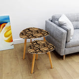 Triangle 60s Retro Tripod Nesting Table Set Wood Pattern - One Size - retro nesting tables
