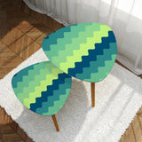 Triangle 70s Retro Tripod Nesting Table Set Wavy Green Blue - One Size - retro nesting tables