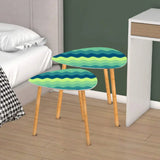 Triangle 70s Retro Tripod Nesting Table Set Wavy Green Blue - One Size - retro nesting tables