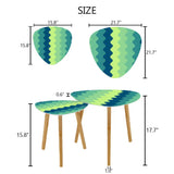 Triangle 70s Retro Tripod Nesting Table Set Wavy Green Blue - One Size - retro nesting tables