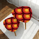 Triangle Peacock Eyes 70s Retro Tripod Nesting Table Set - Orange Red - retro ads