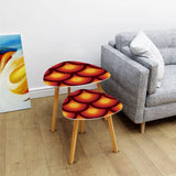 Triangle Peacock Eyes 70s Retro Tripod Nesting Table Set - Orange Red - retro ads
