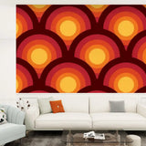 Triangle Peacock Eyes 70s Retro Tripod Nesting Table Set - Orange Red - retro ads