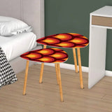 Triangle Peacock Eyes 70s Retro Tripod Nesting Table Set - Orange Red - retro ads