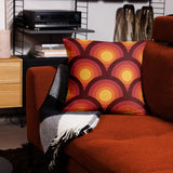 Triangle Peacock Eyes 70s Retro Tripod Nesting Table Set - Orange Red - retro ads