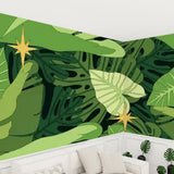Tropical Leaves Monstera Removable Wallpaper - Stick and Peel Midcentury - 144’’x100’’ - retro wallpaper
