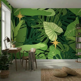 Tropical Leaves Monstera Removable Wallpaper - Stick and Peel Midcentury - 144’’x100’’ - retro wallpaper