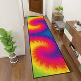 Vibrant Tie-Dye Runner Rug – Midcentury Hippie Multiple Sizes - retro runner