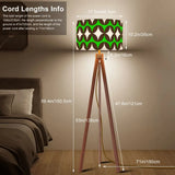 Vintage 60s Atomic Pattern Floor Lamp – Scandinavian Tripod Design Linen Shade - retro floor lamps