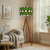 Vintage 60s Atomic Pattern Floor Lamp – Scandinavian Tripod Design Linen Shade - retro floor lamps
