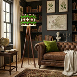Vintage 60s Atomic Pattern Floor Lamp – Scandinavian Tripod Design Linen Shade - retro floor lamps