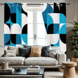 Vintage Retro Curtains: Blue Geometric Pattern Blackout Panels - retro curtains