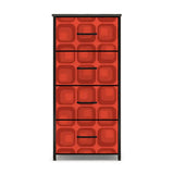 Vintage Retro Dresser: Red Black Midcentury Modern Cabinet - One Size - retro dresser