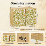 Retro wooden cabinet with cream daisies on olive green and metal hairpin legs