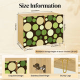 Retro wooden cabinet with green dots on dark brown and metal hairpin legs