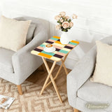 Wooden TV Dinner Trays Set of 4 with Storage Rack – Retro Folding Tables - 4 Pack - retro tv tray