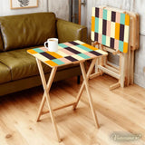 Wooden TV Dinner Trays Set of 4 with Storage Rack – Retro Folding Tables - 4 Pack - retro tv tray