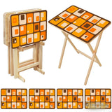 Wooden TV Tray Tables Set – Retro 70s Folding Tables for Small Spaces - 4 Pack - retro tv tray