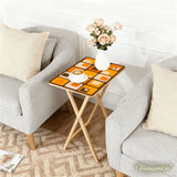 Wooden TV Tray Tables Set – Retro 70s Folding Tables for Small Spaces - 4 Pack - retro tv tray