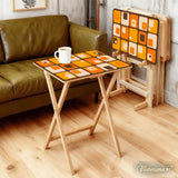 Wooden TV Tray Tables Set – Retro 70s Folding Tables for Small Spaces - 4 Pack - retro tv tray