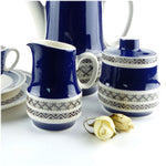 1960s Villeroy & Boch 'SAPHIR' TEA POT, blue white black tableware