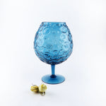 1970s Blue Bubble Glass GOBLET