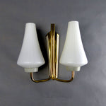 Original 1960s midcentury two-arm BRASS GLASS SCONCE