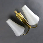 Original 1960s midcentury two-arm BRASS GLASS SCONCE