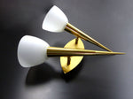 1980s turnable BRASS DOUBLE SCONCE in torch shape