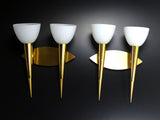 1980s turnable BRASS DOUBLE SCONCE in torch shape