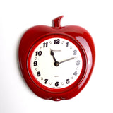 Rare! Fiery RED 1970s apple shaped JUNGHANS WALL CLOCK