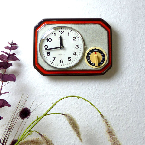 1970s JUNGHANS Midcentury Ceramic WALL CLOCK With Timer