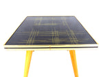 1960s Square GLASS top SIDE TABLE gold pattern