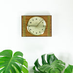 70s FAUX WOOD electronic Wall Clock by DIEHL Westgermany