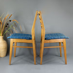1960s Blue Checkered MIDCENTURY DINING CHAIRS, East Germany