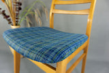 Pair of 60s Blue Checkered MIDCENTURY DINING CHAIRS, East Germany