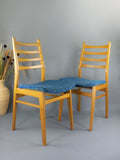 1960s Blue Checkered MIDCENTURY DINING CHAIR East Germany, 1 of 2